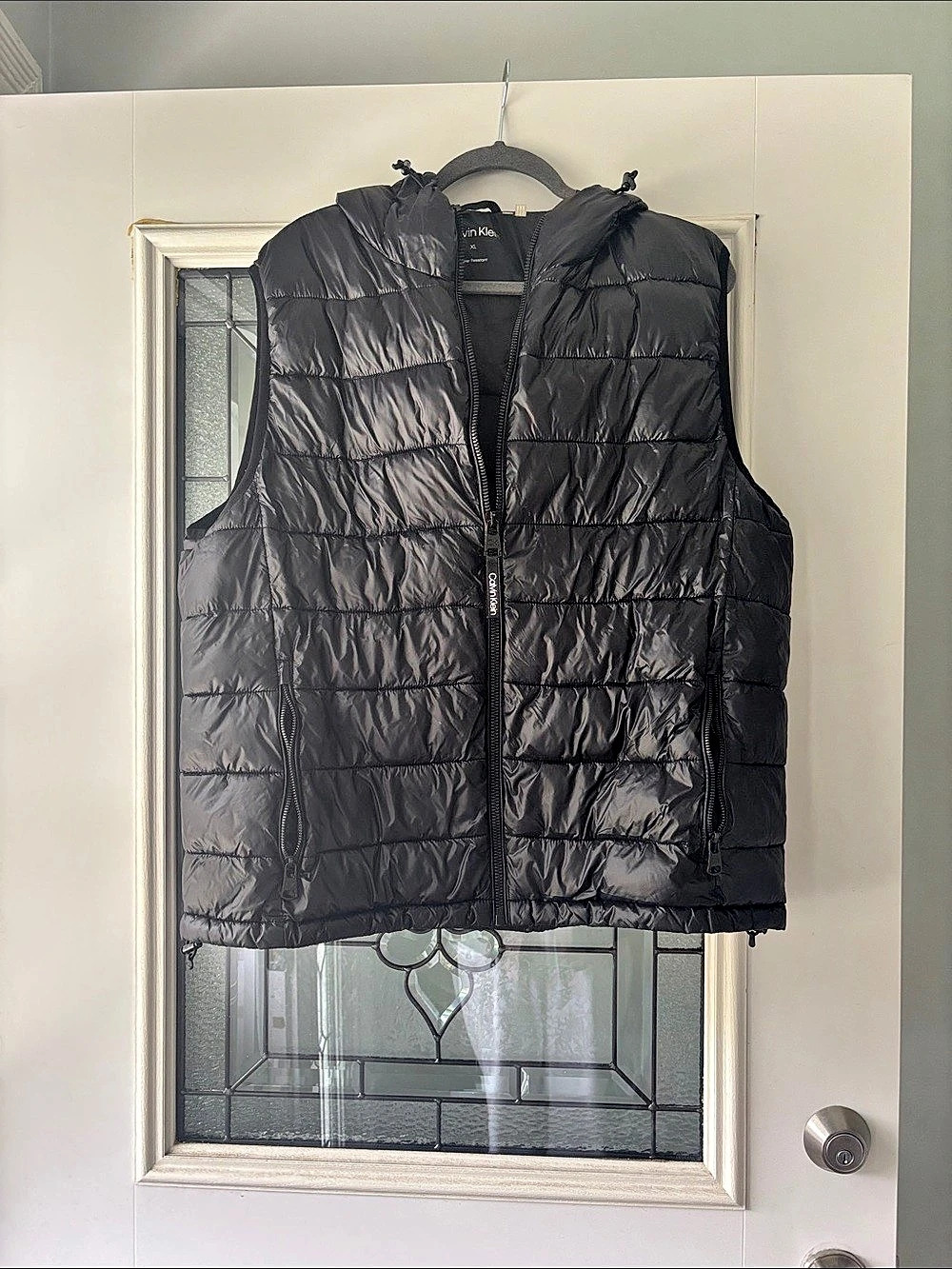 Calvin Klein Water Resistant Hooded Puffer Vest Womens  Black XL